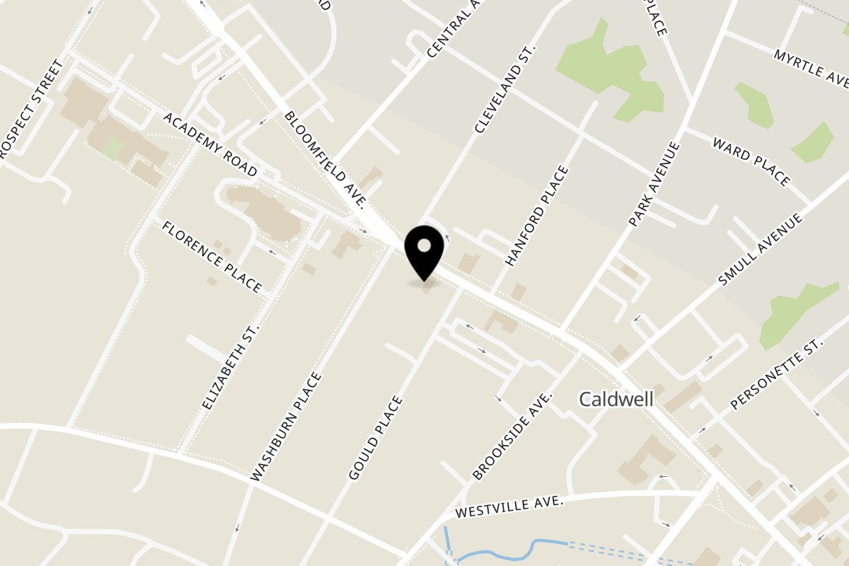 Map showing the location of Benji's Taqueria Mexican Grill Caldwell on 408 Bloomfield Ave in Caldwell